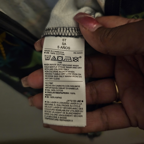 Old Navy Kids Footie Pajama with Dinosaur Print - Black, Green, Orange - Picture 6 of 6